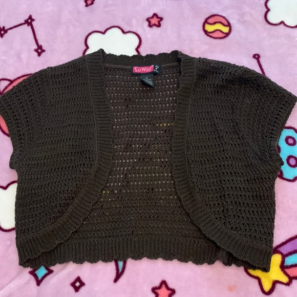 Dark Brown crop cardigan - Picture 1 of 3